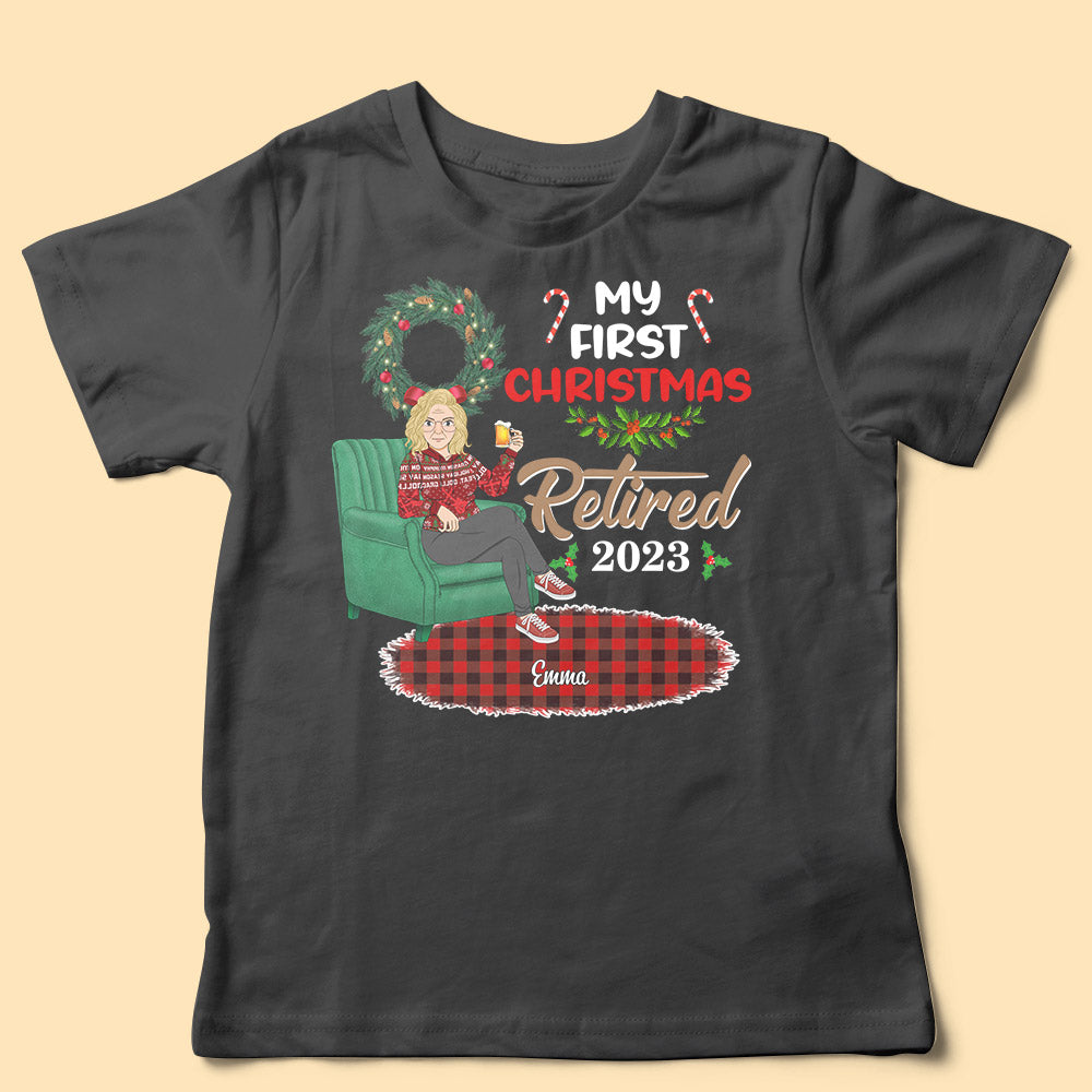 Personalized Christmas Shirt My First Christmas Retired 2023