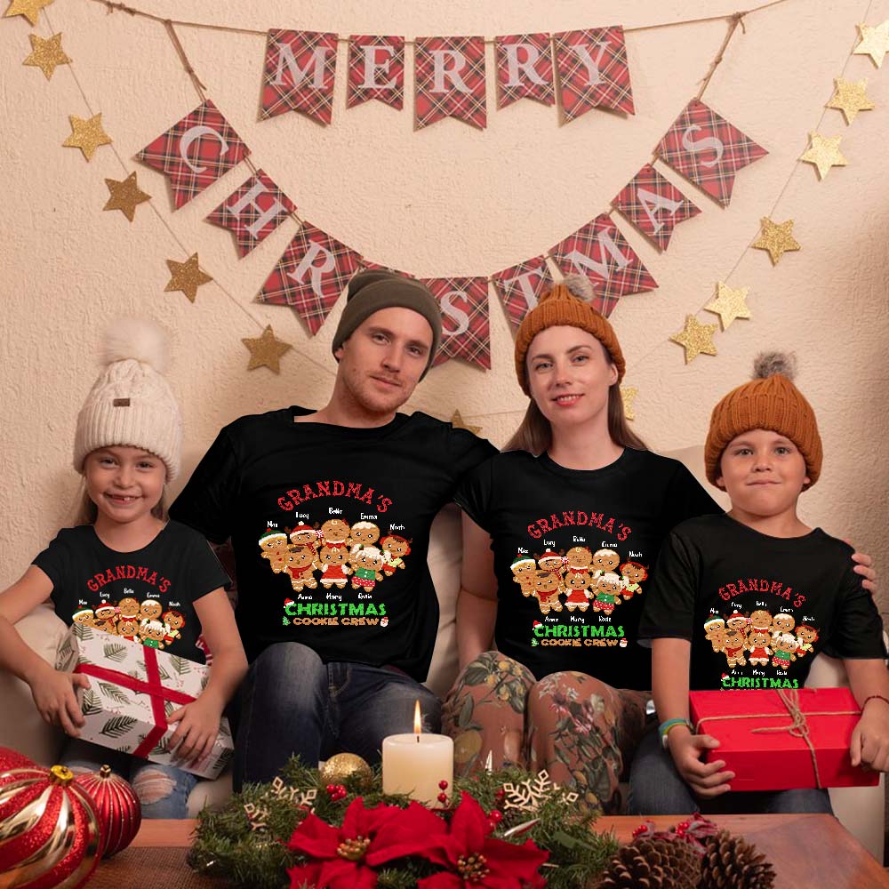 Personalized Christmas Shirts For Family Gramma's Cookie Crew