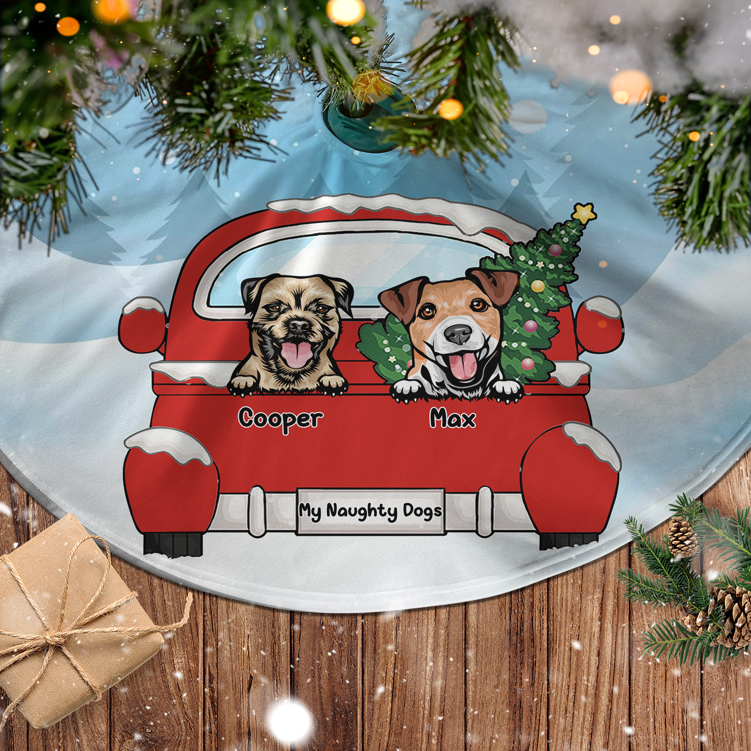 Personalized Dogs Christmas Tree Skirt