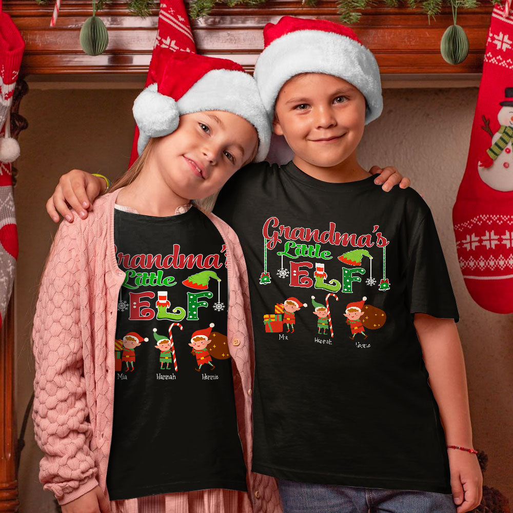 Personalized Matching Family Christmas Shirt Grandma's Little Elves