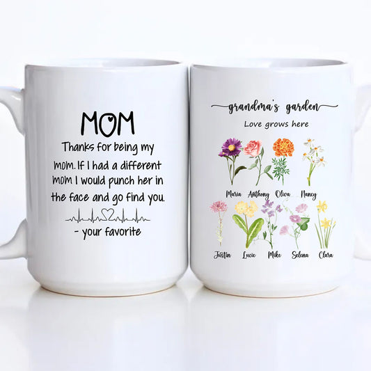 Personlized Grandma's Garden Gifts With Grandkids Names Mug