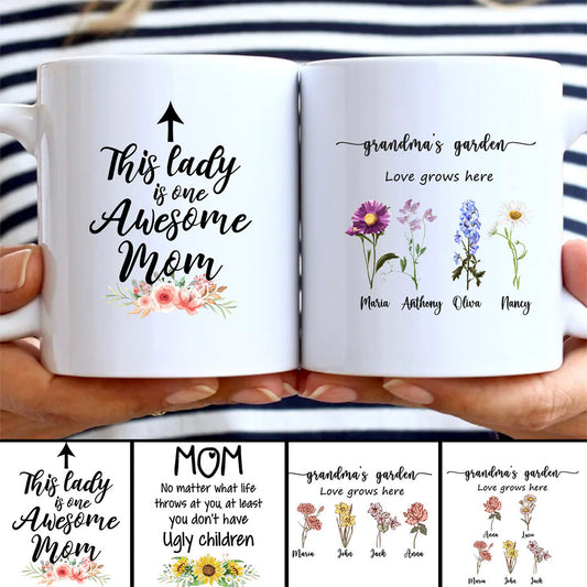 Personlized Grandma's Garden Gifts With Grandkids Names Mug