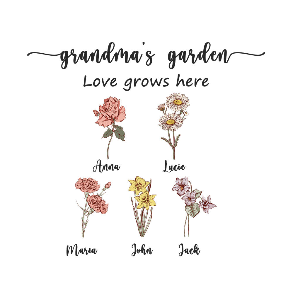 Personlized Grandma's Garden Gifts With Grandkids Names Mug