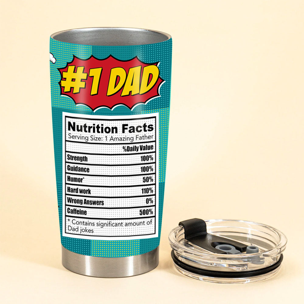 (Photo Inserted) Super Dad Nutrition Facts Personalized Tumblers For Dad