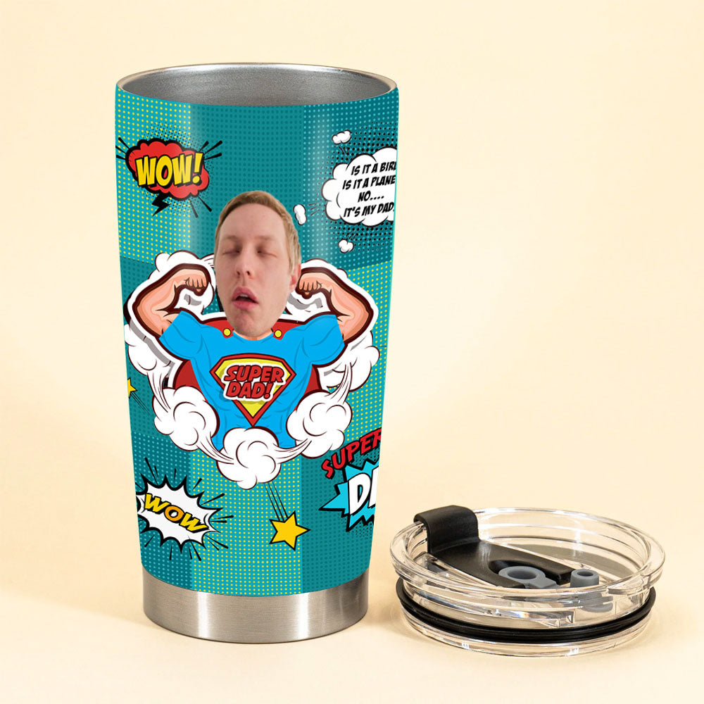 (Photo Inserted) Super Dad Nutrition Facts Personalized Tumblers For Dad