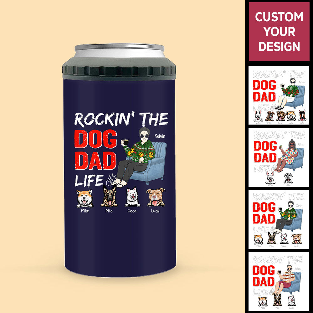 Rockin' The Dad Life Personalized Can Cooler Tumbler For Dog Lover