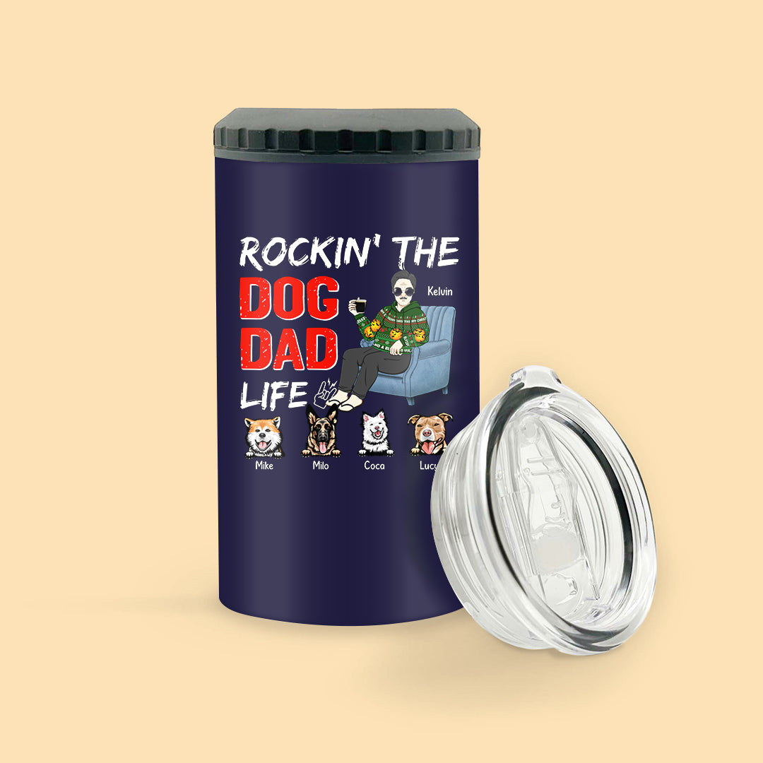 Rockin' The Dad Life Personalized Can Cooler Tumbler For Dog Lover