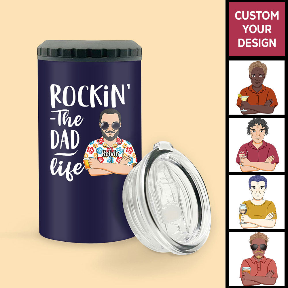 Rockin' The Dad Life Personalized Can Cooler Tumbler