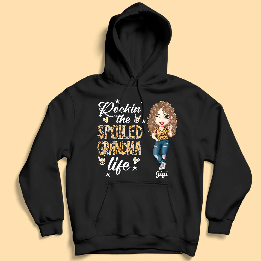Rocking The Spoiled Grandma Life - Personalized Shirt - Anniversary, Valentine's Day, Birthday Gift For Grandma, Mama, Gigi Lover, Mother's Day - Leopard Woman