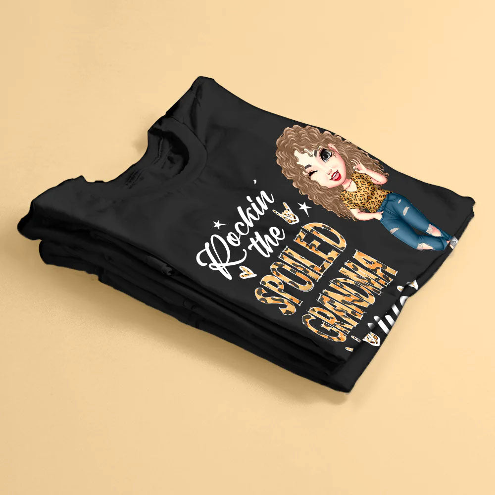 Rocking The Spoiled Grandma Life - Personalized Shirt - Anniversary, Valentine's Day, Birthday Gift For Grandma, Mama, Gigi Lover, Mother's Day - Leopard Woman