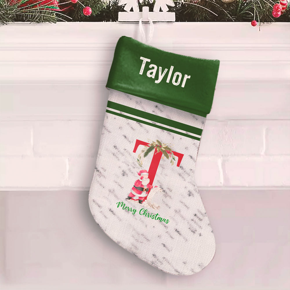 Scratch Pattern Monogram Personalized Christmas Stocking