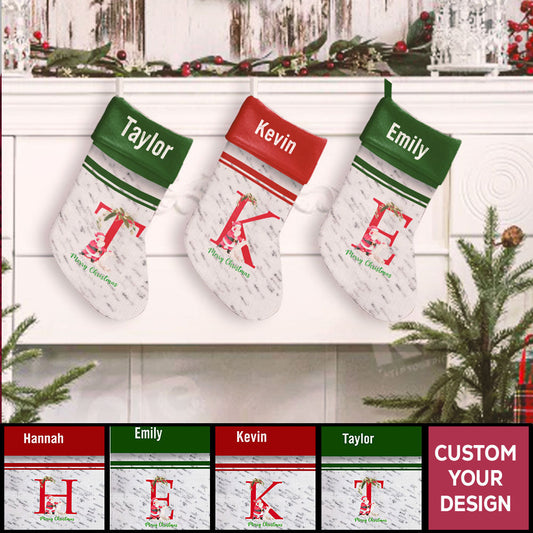 Scratch Pattern Monogram Personalized Christmas Stocking