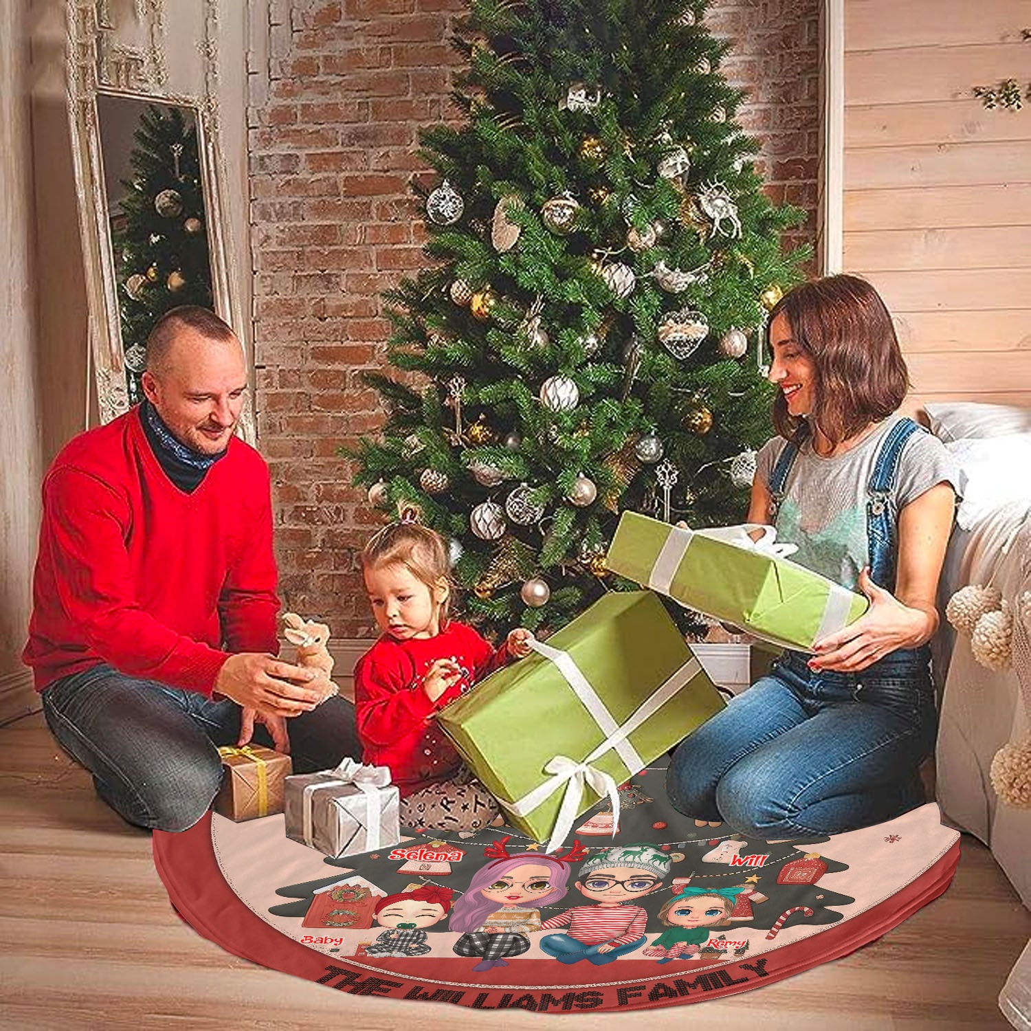 Snuggle Up Together Personalized Christmas Tree Skirt