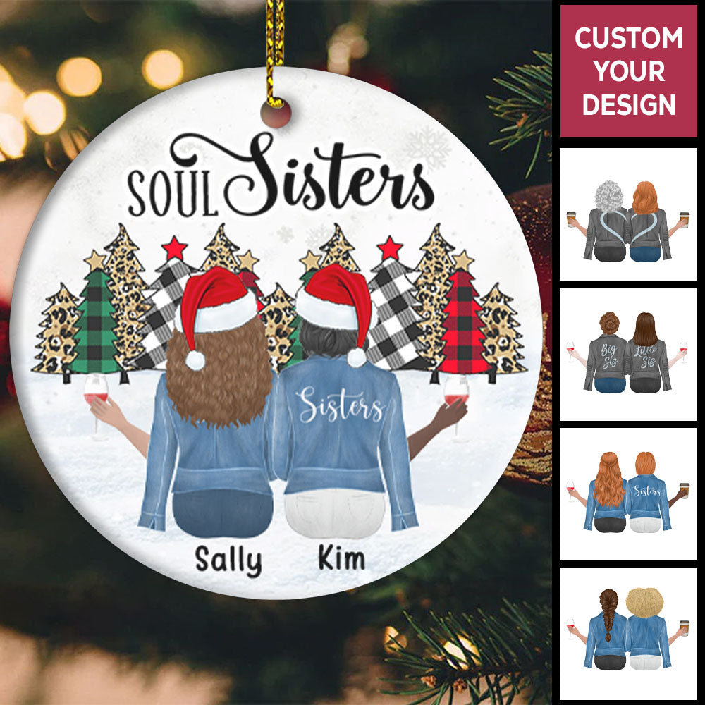 Soul Sisters Gift For Besties Siblings Personalized Circle Ornament