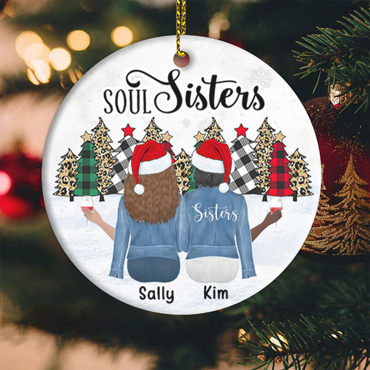 Soul Sisters Gift For Besties Siblings Personalized Circle Ornament