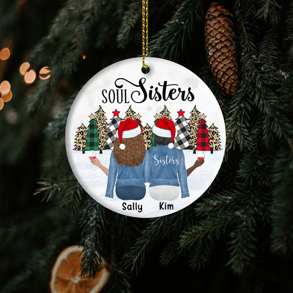 Soul Sisters Gift For Besties Siblings Personalized Circle Ornament