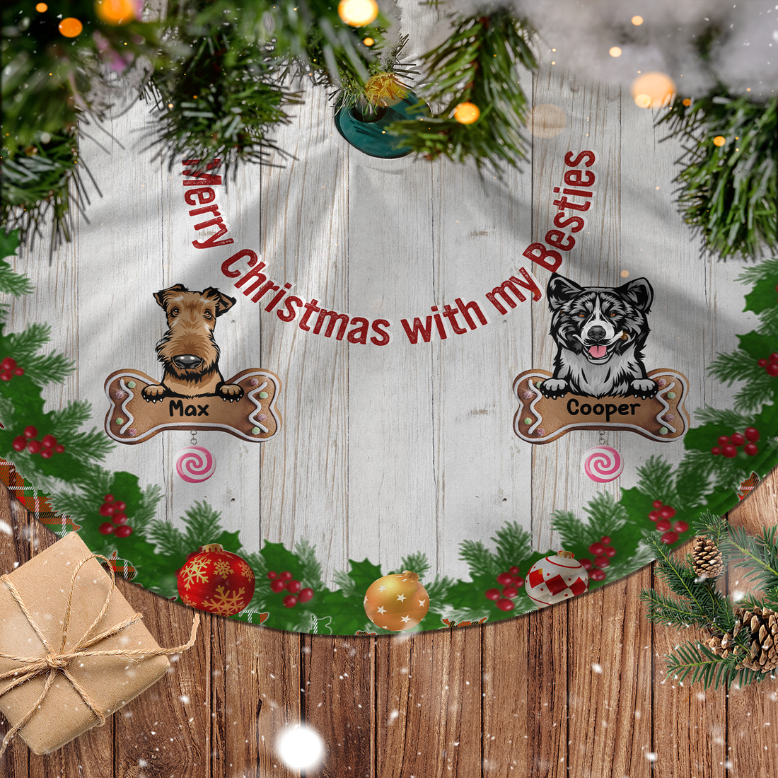 Special Personalized Christmas Pencil Tree Skirt For Dog Lovers