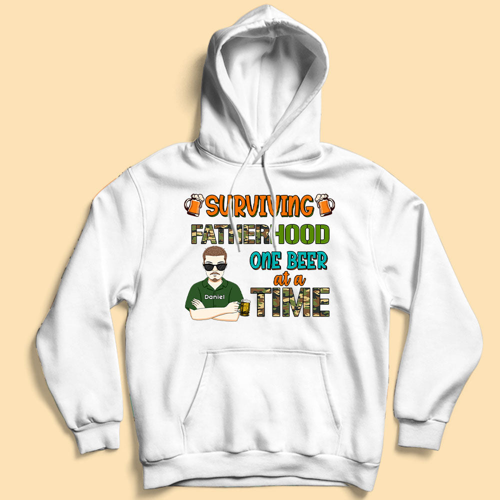 Surving Fatherhood One Beer At A Time Personalized Fathers Day Shirts