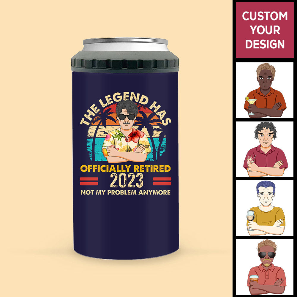 The Legend Has Retired Customized Can Cooler Tumbler For Dad