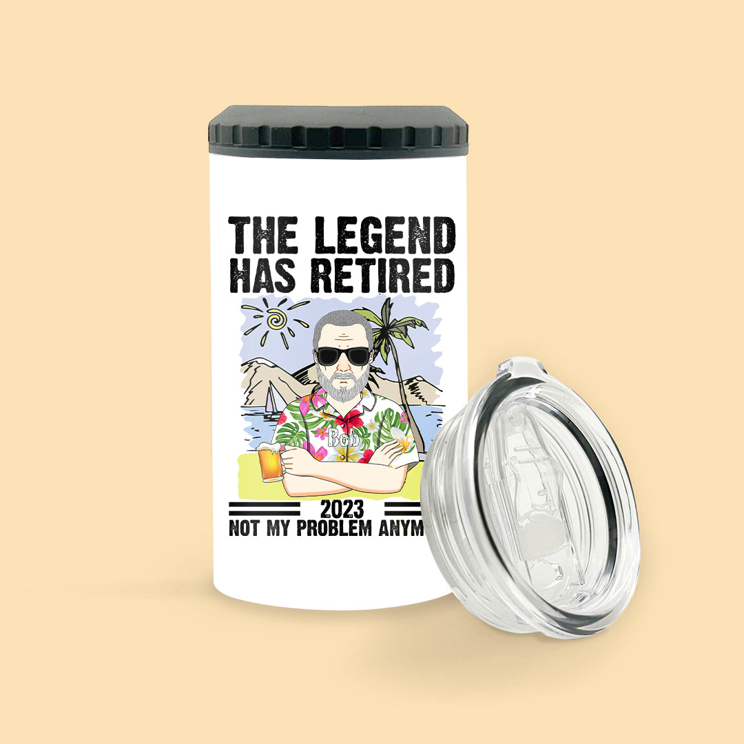 The Legend Has Retired Personalized Can Cooler For Dad