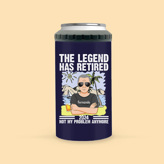 The Legend Has Retired Personalized Can Cooler For Dad