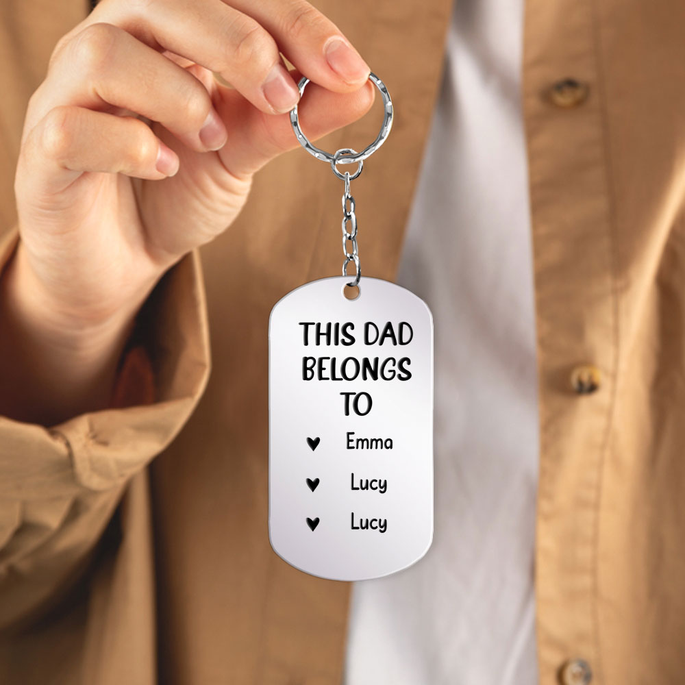 This Dad Belongs To Personalized Keychain