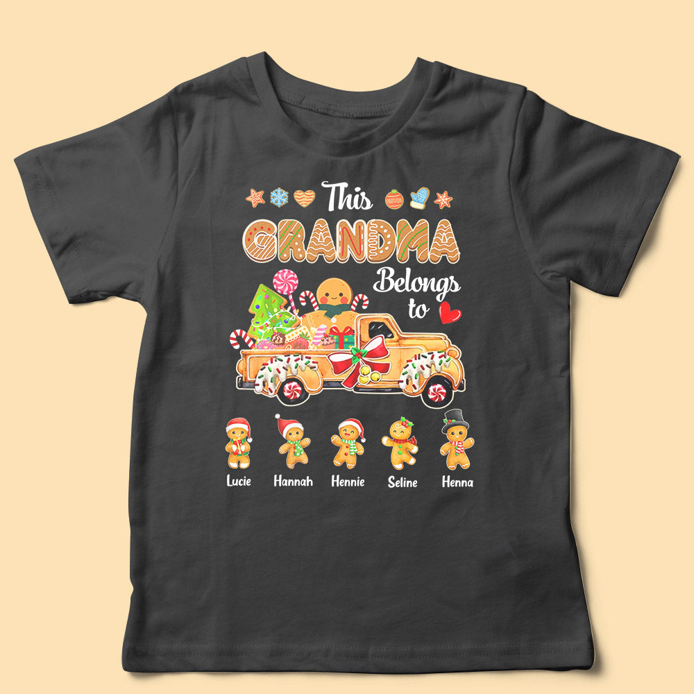 This Grandma Belongs To Xmas Gingerbread Truck Personalized Christmas Matching Shirt