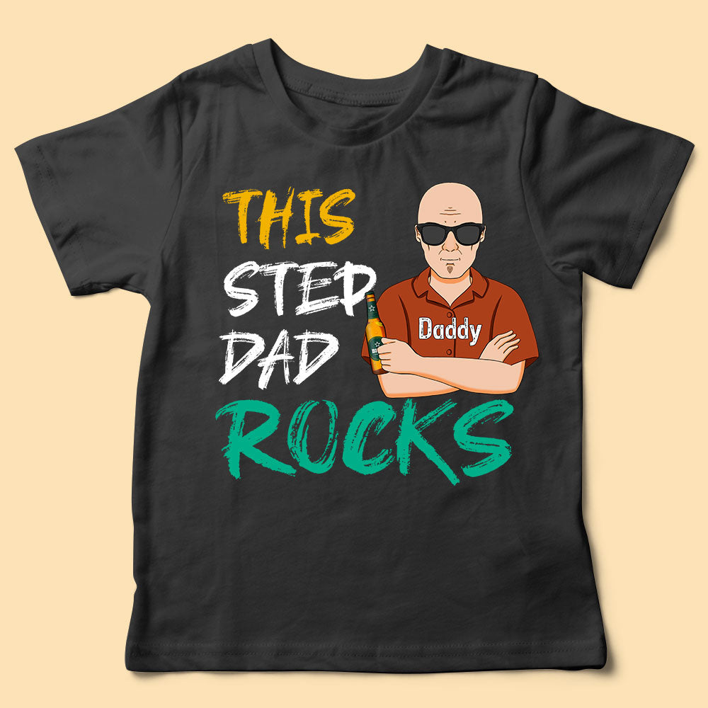 This Step Dad Rocks Custom Fathers Day Shirts