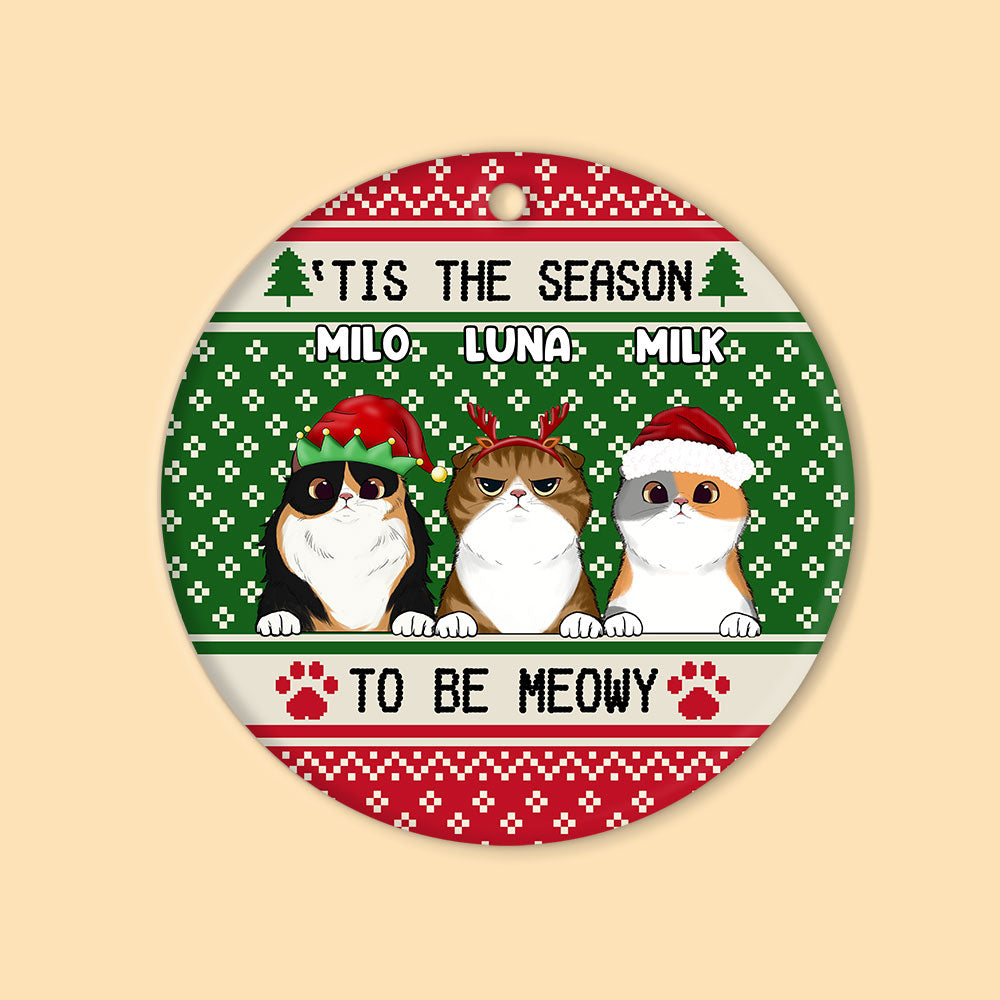 Tis The Season To Be Meowy Personalized Cat Ornaments