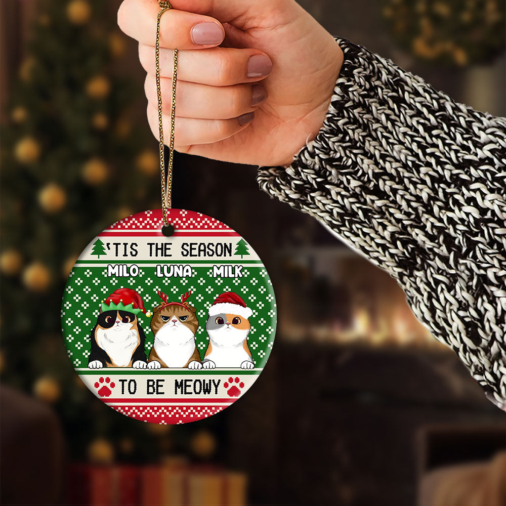 Tis The Season To Be Meowy Personalized Cat Ornaments