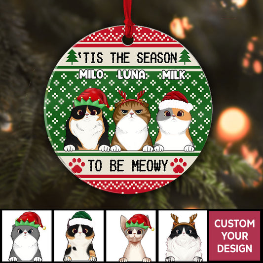 Tis The Season To Be Meowy Personalized Cat Ornaments