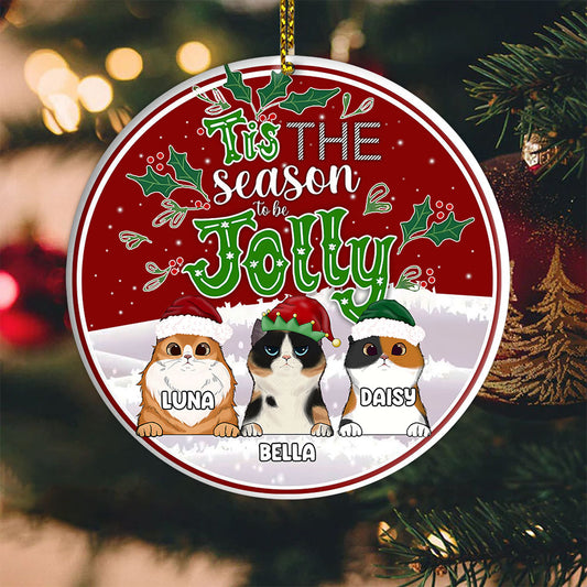 Tis The Season To Be Jolly Personalized Cat Ornaments