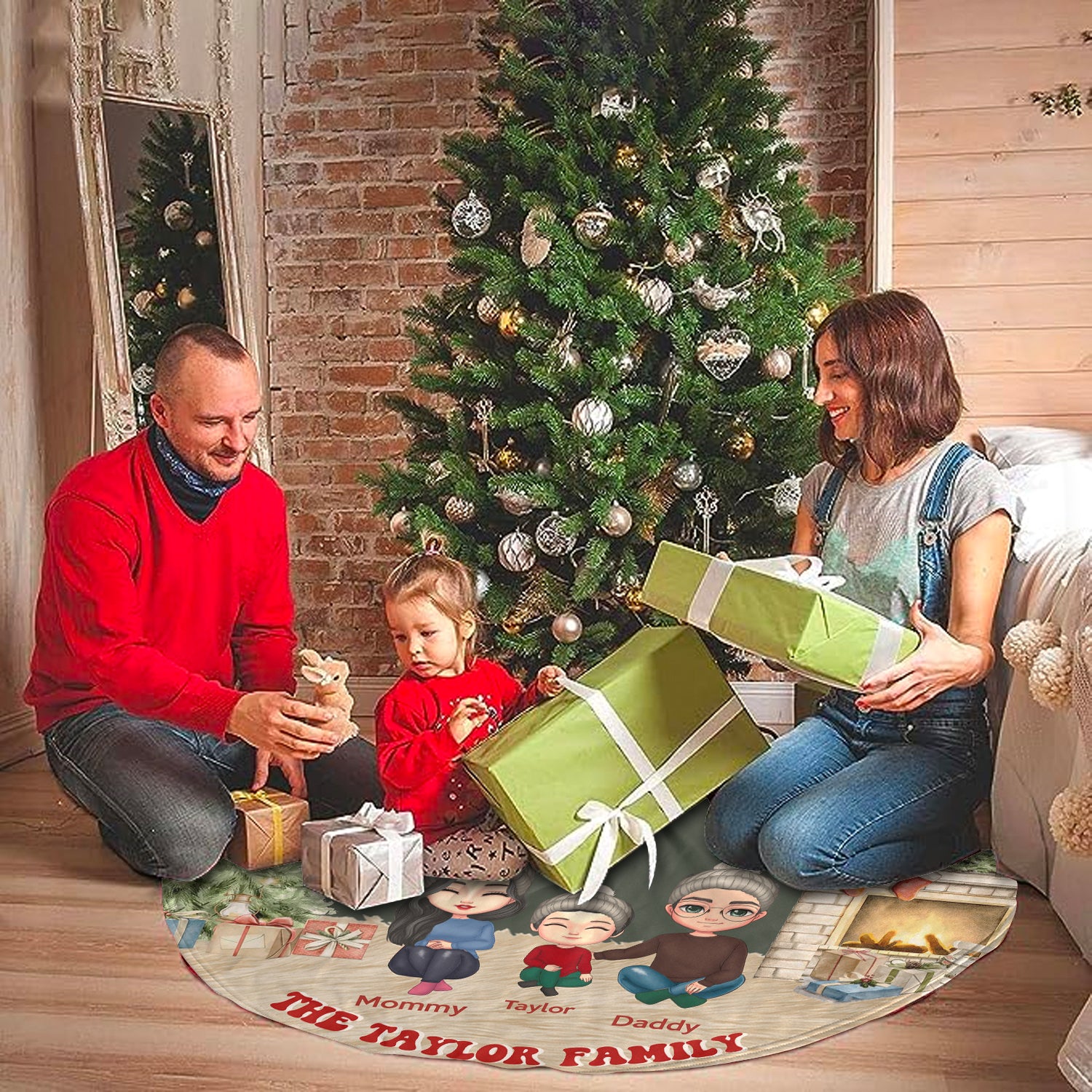 Warm And Joyful Family Gather Personalized Christmas Tree Skirt