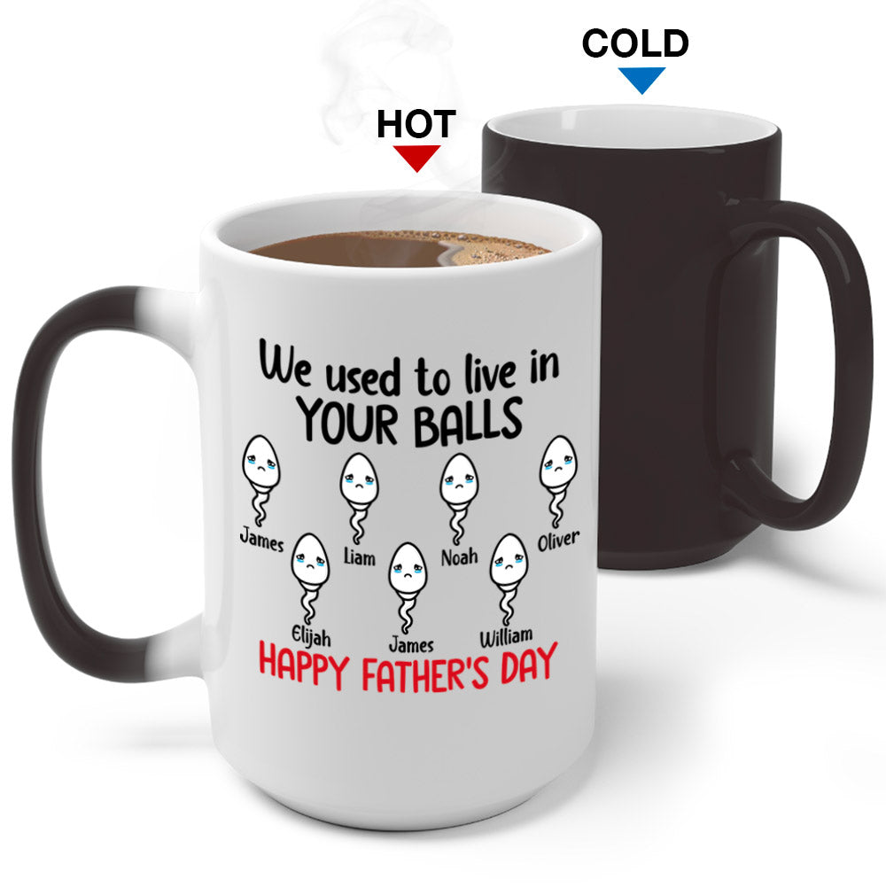 We Used To Live In Your Balls Cute Sperm Father's Day Personalized Mug