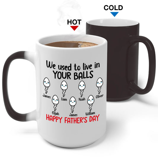 We Used To Live In Your Balls Cute Sperm Personalized Father's Day Mugs