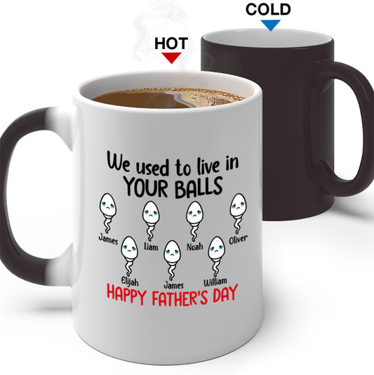 We Used To Live In Your Balls Cute Sperm Father's Day Personalized Mug
