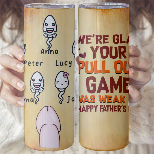 We're Chilling In Your Ball Funny Sperm Personalized Skinny Tumbler