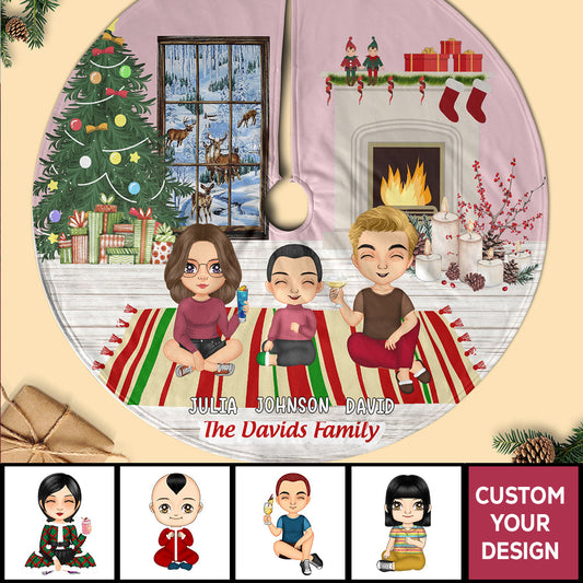 X-mas Night Together Personalized Christmas Tree Skirt For Family