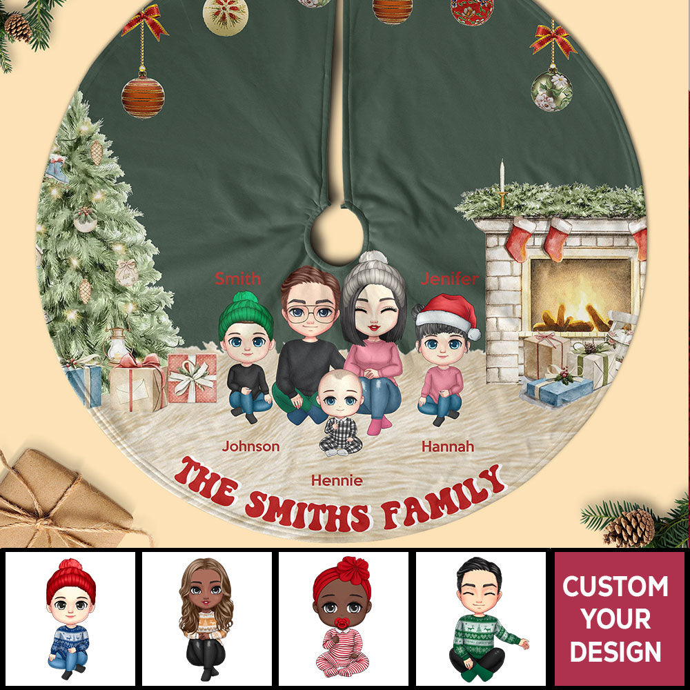 Warm And Joyful Family Gather Personalized Christmas Tree Skirt