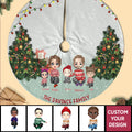 Family Gather Next To X-mas Tree Personalized Christmas Tree Skirt