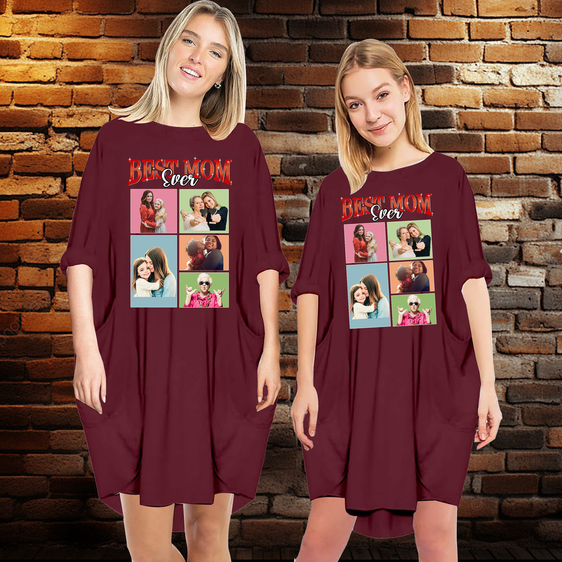 Custom Photo Best Mom Ever - Personalized Pocket Dress - Mother's Day Gifts