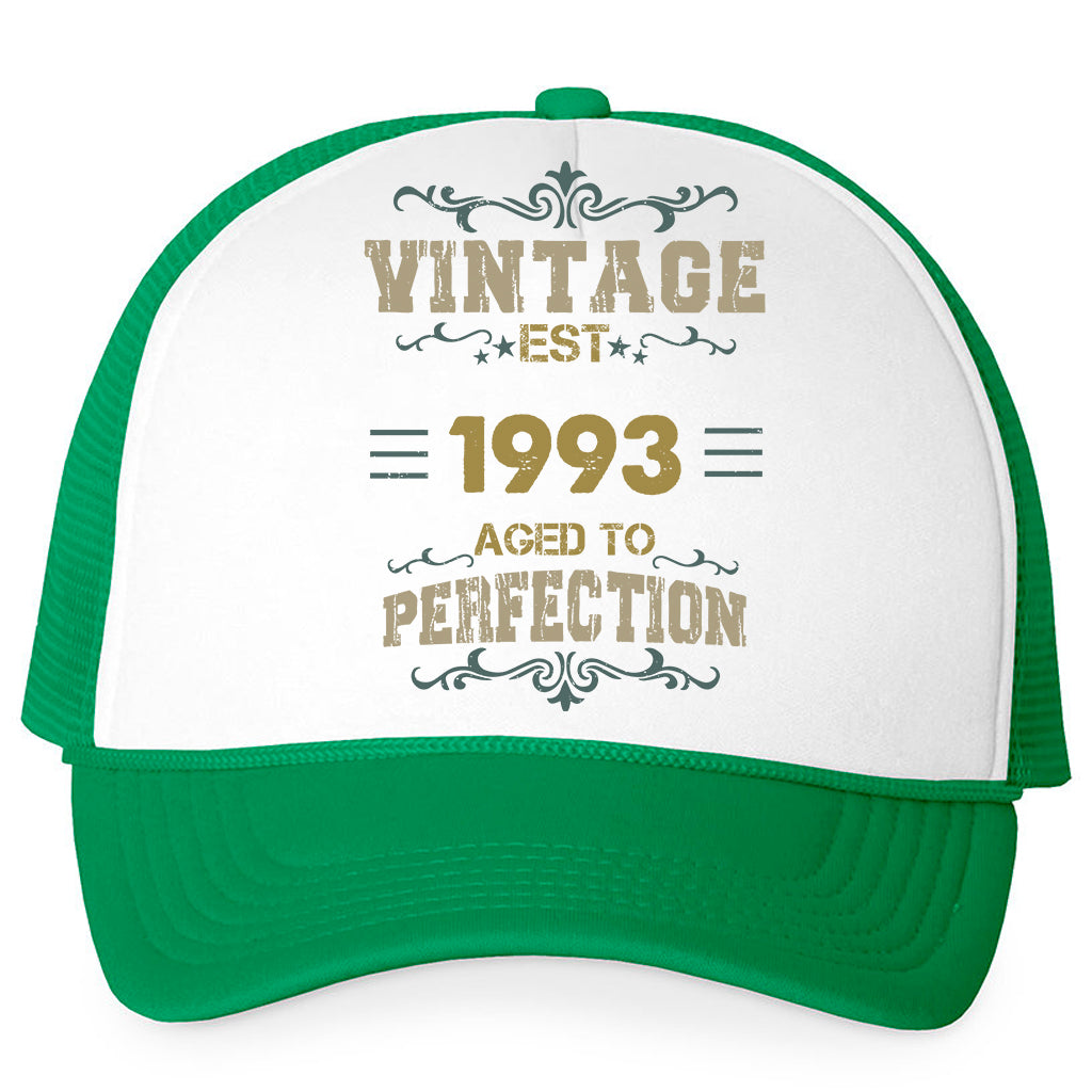 Vintage Aged To Perfection - Birthday Gifts - Personalized Trucker Cap