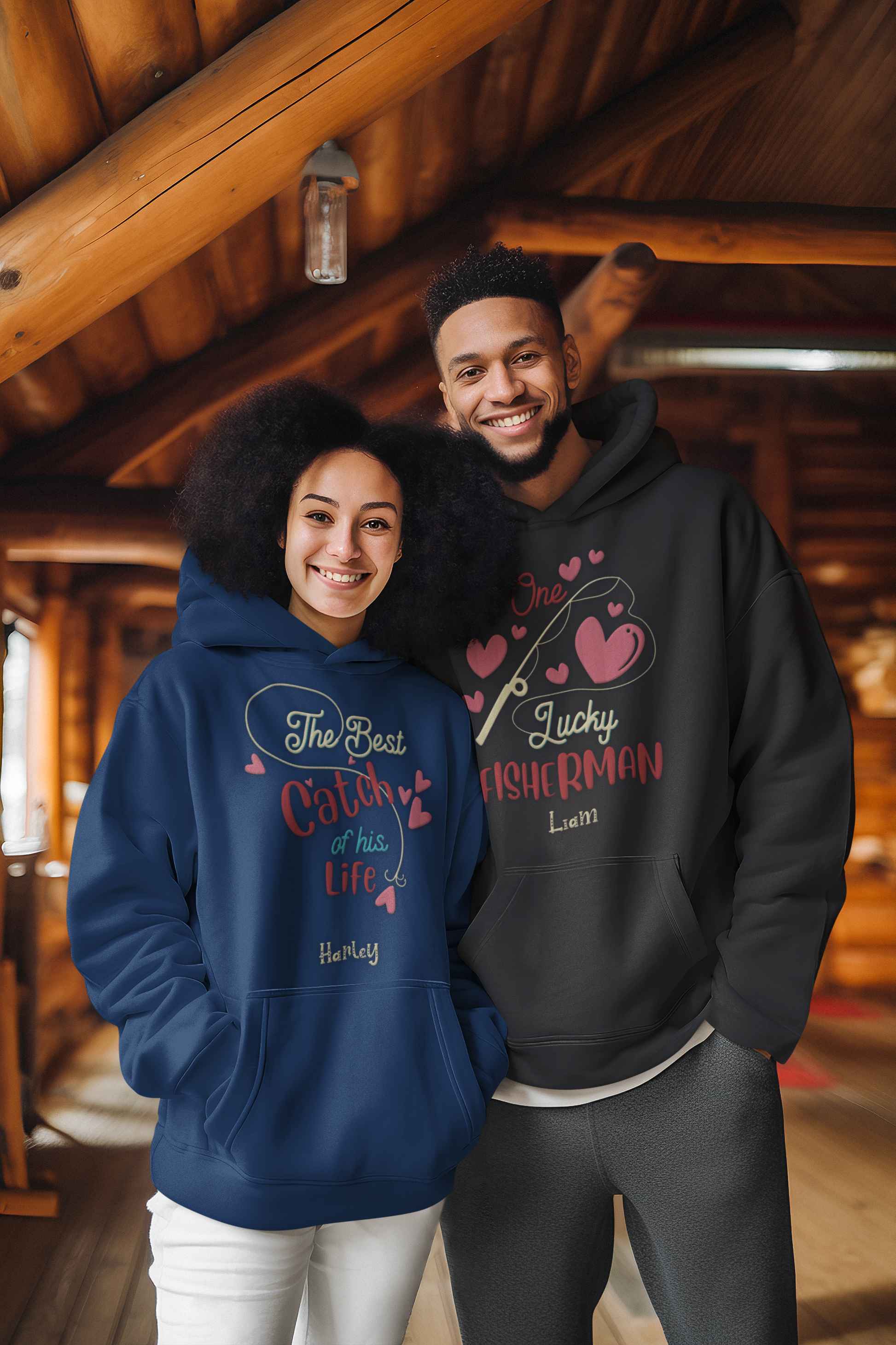 One Lucky Fisherman Best Catch of His Life - Matching Embroidered Shirts For Couples - Valentine's day gifts