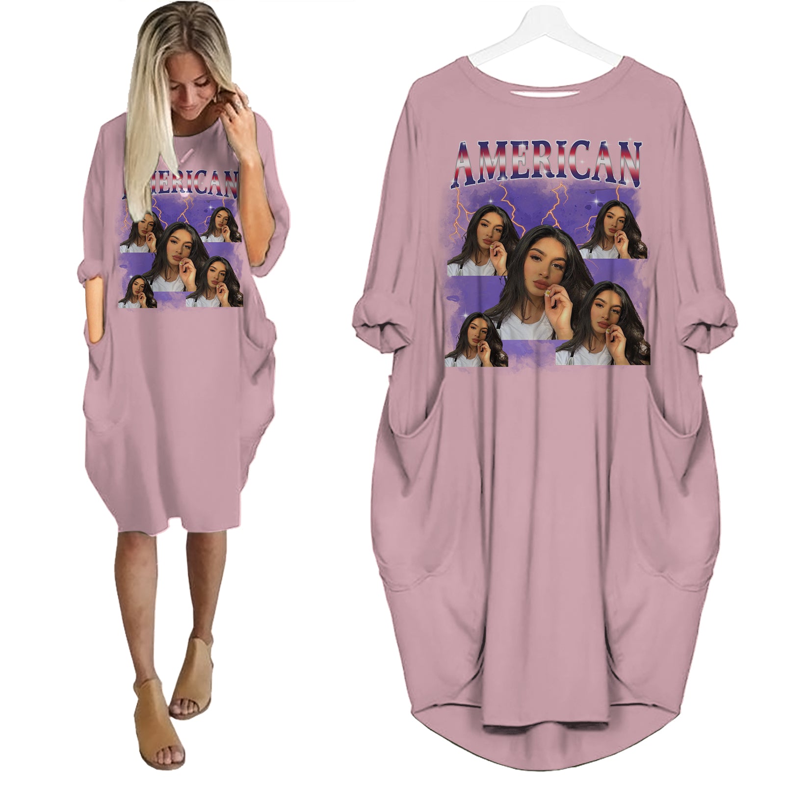 American Pride Bootleg Style - Custom Photo - Personalized Pocket Dress