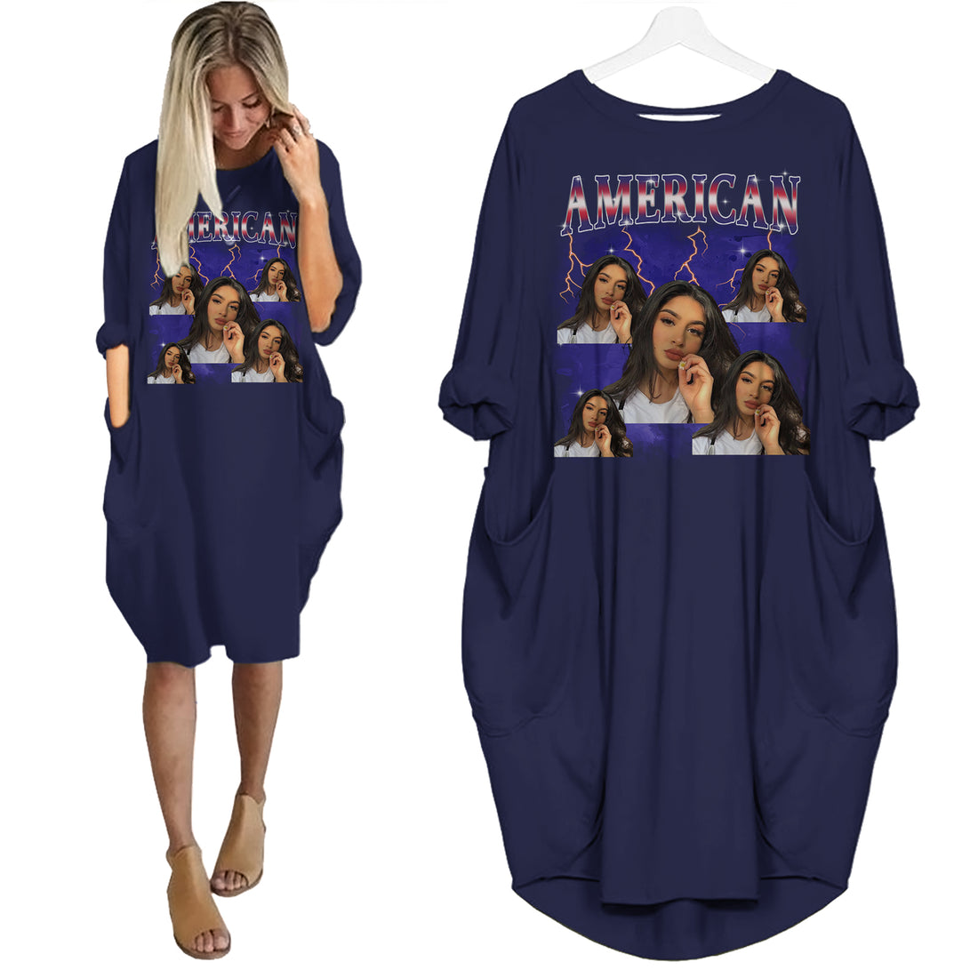 American Pride Bootleg Style - Custom Photo - Personalized Pocket Dress