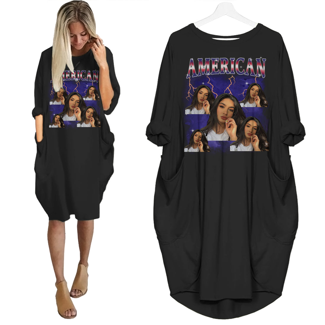 American Pride Bootleg Style - Custom Photo - Personalized Pocket Dress