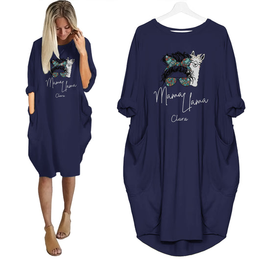 Mama LLama - Personalized Pocket Dress - Mother's Day Gifts For Mum, Grandma, Wife