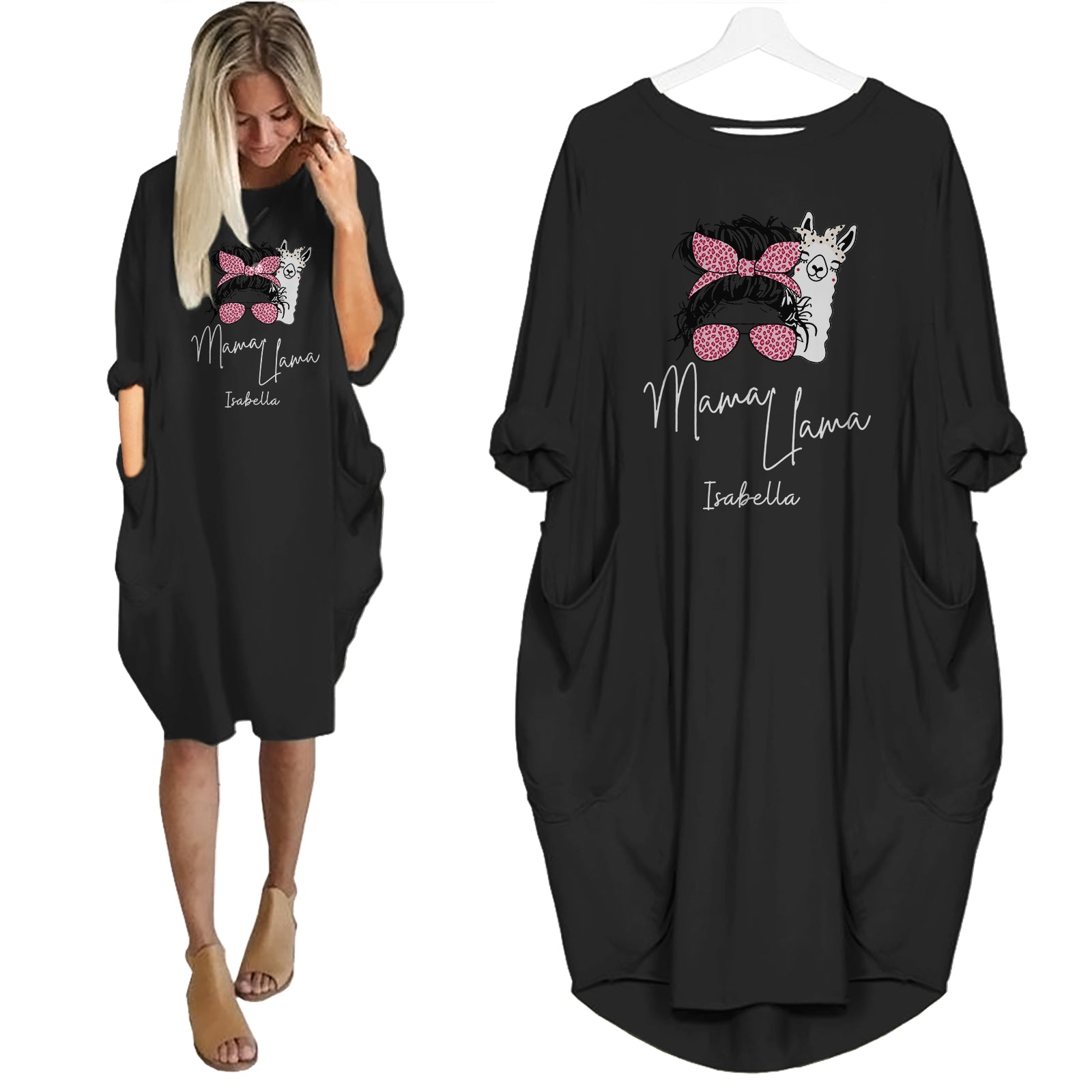 Mama LLama - Personalized Pocket Dress - Mother's Day Gifts For Mum, Grandma, Wife