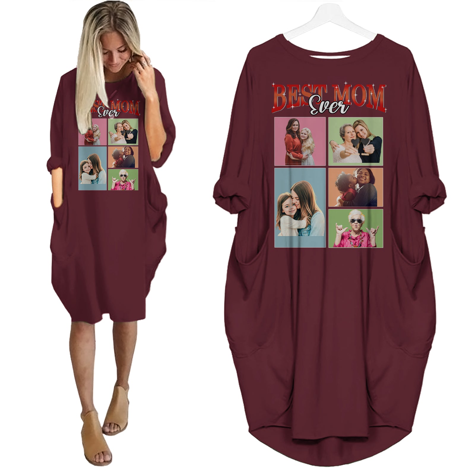 Custom Photo Best Mom Ever - Personalized Pocket Dress - Mother's Day Gifts