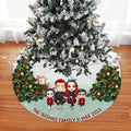 Family Gather Next To X-mas Tree Personalized Christmas Tree Skirt